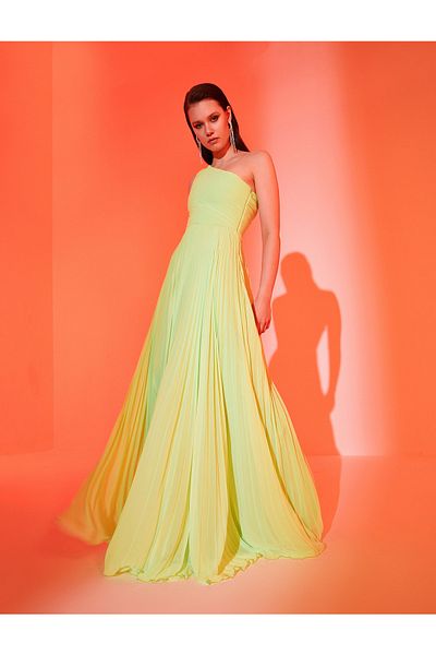 Koton Βραδινό φόρεμα One Shoulder Πλισέ Μακρύ Φόρεμα