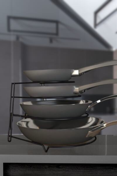 Kitchen Store Fém fekete serpenyőtartó - szekrényrendező, konyhai serpenyőszervező
