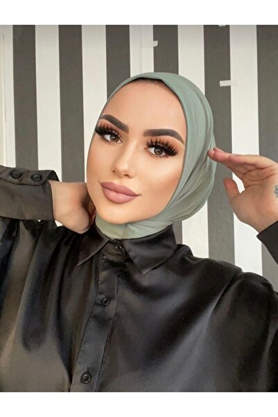 Genel Markalar Mint Yeşili Kadın Çıt Çıtlı Hijab Eşarp Bone Şal