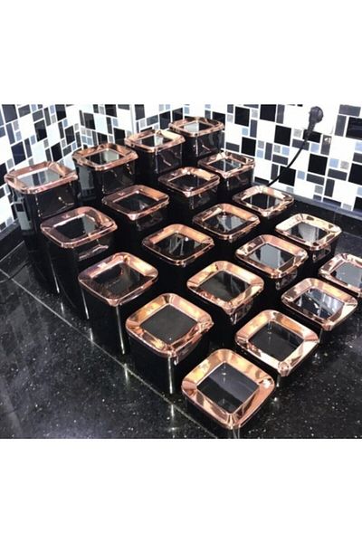 VİP AHMET Black Copper 4 Set 20 Pieces Storage Jars