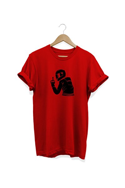 WİDİ Tricou roșu cu imprimeu motociclist