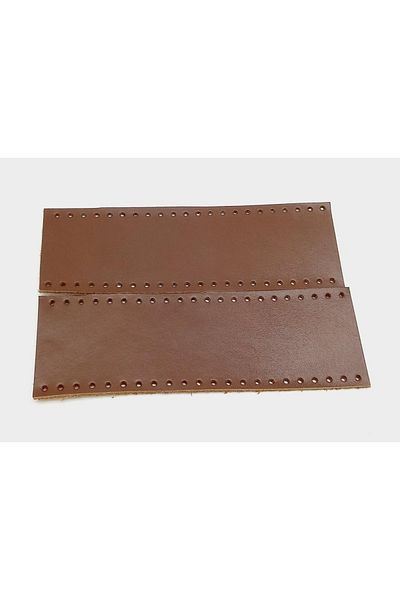 angel çanta aksesuar Red Brown Real Leather Handle 18x6 Cm Bagel Handle
