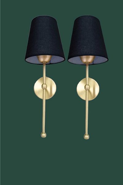 BSA LIGHTING 2 Pieces Pars Single Antique Modern Sconce with Black Lampshade