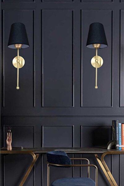 BSA LIGHTING 2 Adet Pars Tekli Eskitme Modern Aplik Siyah Abajurlu