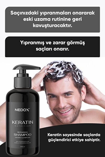 NEDOX Yıpranmış Saçlar Için Keratinli Saç Bakım Şampuanı 500 ml