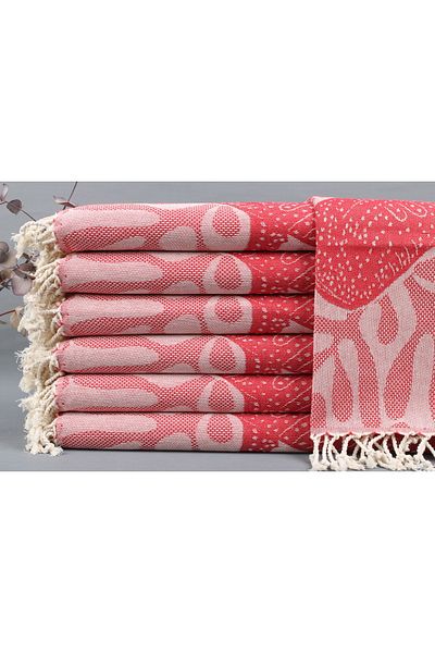 Kayra Export قماش غسيل ديكور بيشتيمال باللون الأحمر مقاس صغير 45 × 95 سم