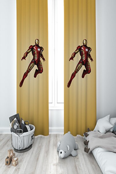 BAMBAŞKA MODA ستارة خلفية لغرفة الأطفال والرضع الرجل الحديدي الرجل الحديدي بج...