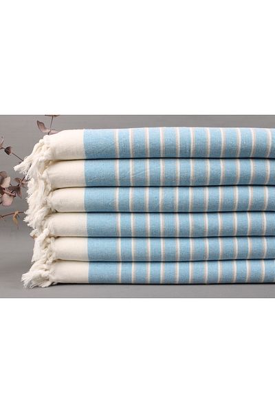 Kayra Export قماش غسيل قطني أزرق فاتح من بيشتيمال مقاس صغير مقاس 45 × 90 سم