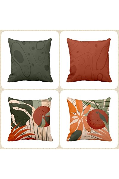 QueenHome Set de 4 huse de pernă cu model portocaliu Amazon 43 x 43 cm