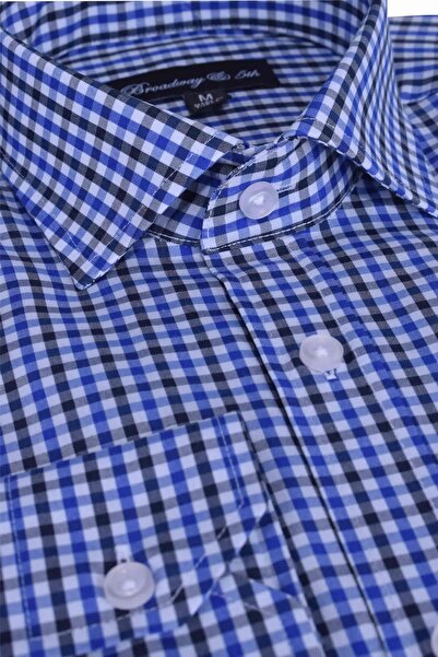 Ottomoda Ekose Kareli Uzun Kollu Italyan Yaka Regular Gömlek,b5-014