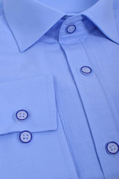 Ottomoda Düz Uzun Kollu Easy Iron Regular Fit Açık Mavi Erkek Gömlek