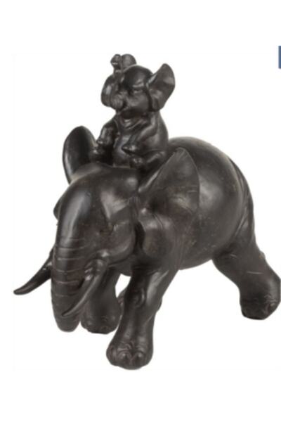Tual Hobi Sanat Dekoratif Yavrulu Fil Heykel Biblo