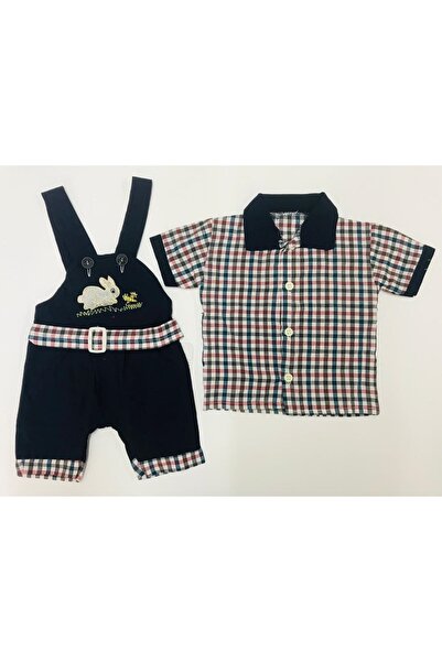 Baby Slon Kids Clup Yazlık Gömlekli Nakışlı Salopet Erkek Çocuk Takım