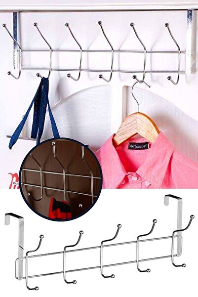 Alamut Home 12'li Boncuklu Kapı Arkası Askı Metal Askılık Amerikan Kapı Askısı Krom