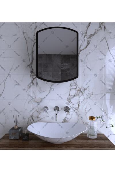 rivomo Siyah Dekorasyon Banyo Dolabı Üst Modülü
