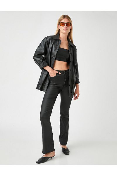 Koton Blugi Slim Fit Talie Inalta Picioare Evazate - Victoria Jean