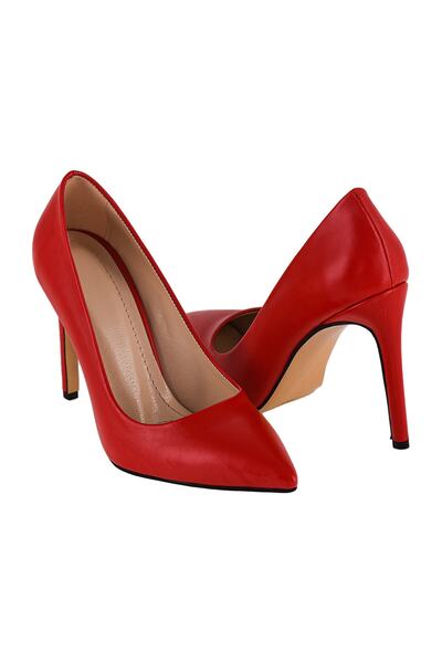 JustBow Kadın Kırmızı Topuklu Ayakkabı