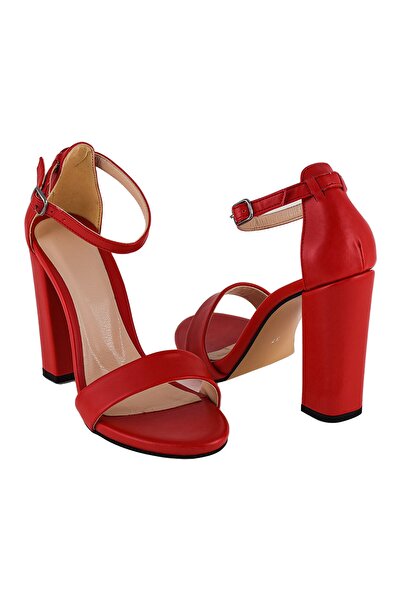 JustBow Kadın Kırmızı Topuklu Ayakkabı