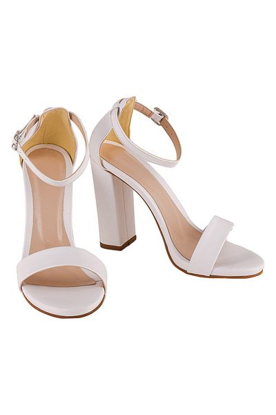 JustBow Pantofi cu toc alb de damă