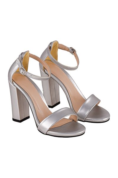 JustBow Pantofi cu toc argintiu de damă