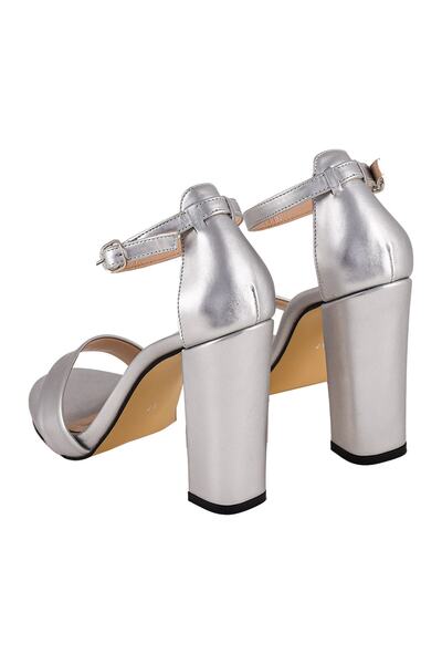 JustBow Pantofi cu toc argintiu de damă