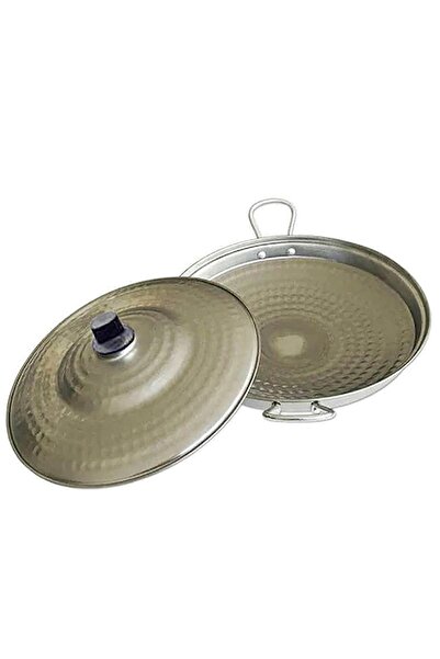 ÜZÜM ÇELİK صينية تحميص ورقية بغطاء، صينية تحميص كروم ستانلس مقاس 35 سم