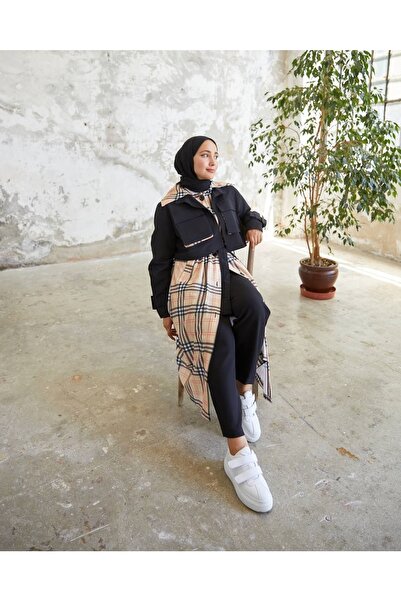 Still Butik Ekose Yelekli Trençkot