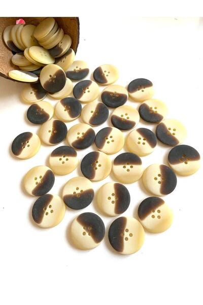 canan dizayn 26 Mm Brown 4-Hole Button on Cream (15 PCS)