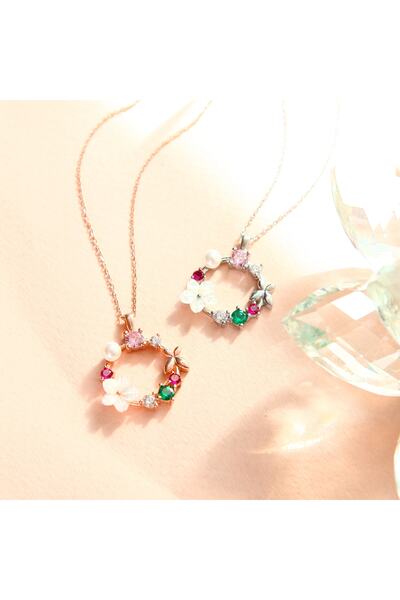 LOTUS JW Beyaz Incili Manolya Çiçeği Kolye | 925 Ayar Gümüş Kolye