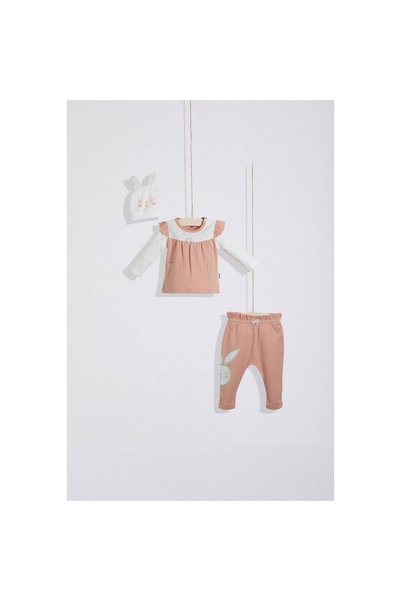 Wogi Wg-t0403 Kız Bebek 3 Lü Bebek Takım Uzun Kollu Sweat Kız Pantolon Takım
