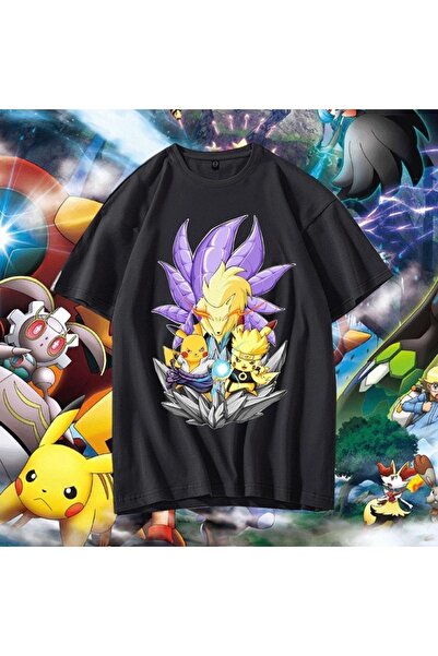 GALASHOP تي شيرت بيكاتشو للجنسين ذو تسعة ذيل فوكس