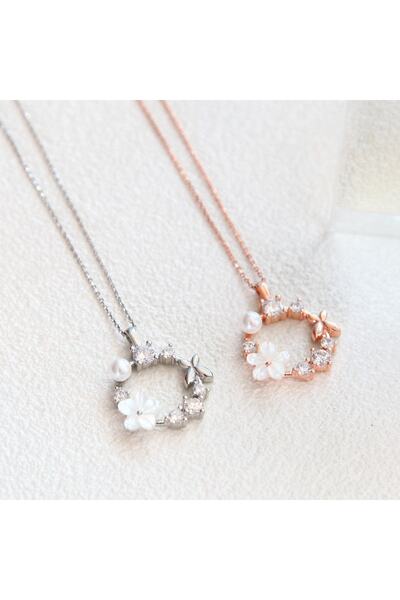 LOTUS JW Beyaz Incili Manolya Çiçeği Kolye | 925 Ayar Gümüş Kolye