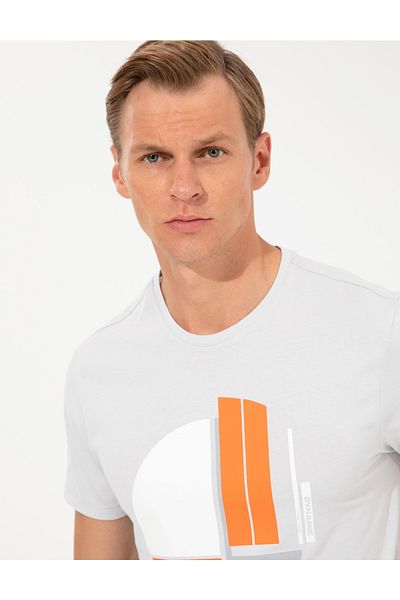 Pierre Cardin Tricou Gri Slim Fit cu decolteu