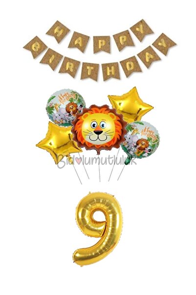 BİDOLUMUTLULUK Safari Doğum Günü Seti Yaş Folyo Balonlu