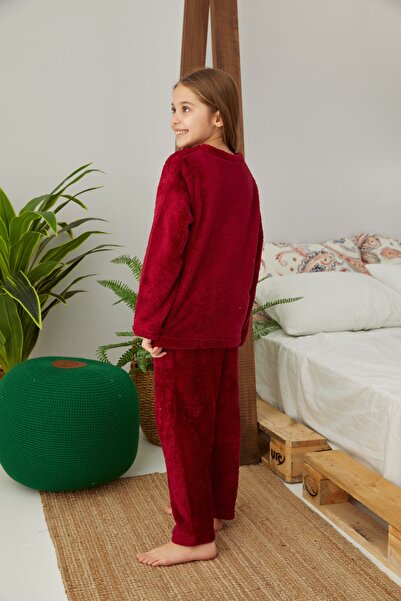 Siyah İnci Bordo Nakışlı Alt-üst Wellsoft Pijama Takım