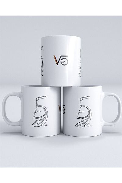 FANBOX SHOP كوب سيباستيان فيتيل 5 رسم أبيض مطبوع