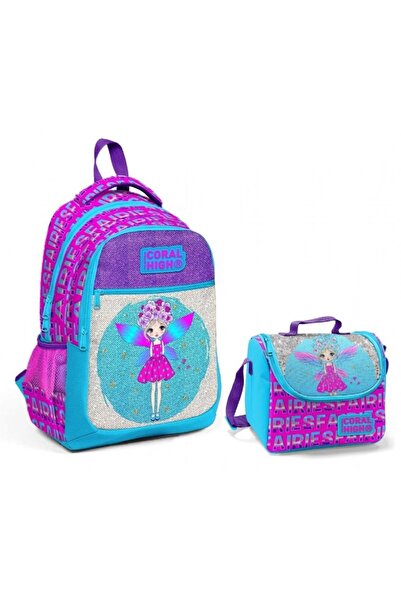 Coral High Для дівчинки: шкільний рюкзак з принтом блакитної феї та блискучий...
