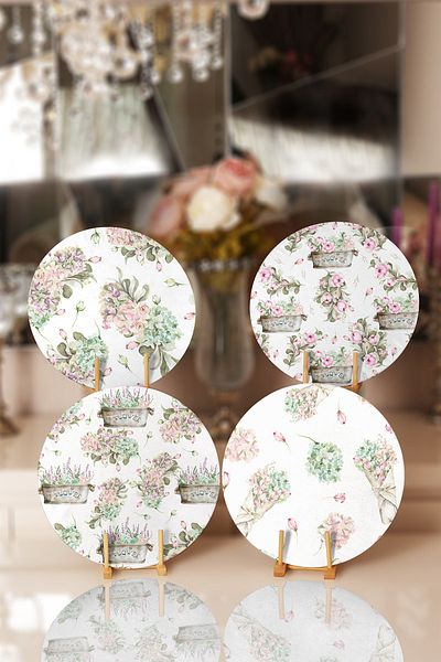 Realhomes 4-Piece Flower Bouquets Designed Placemat & Supla
