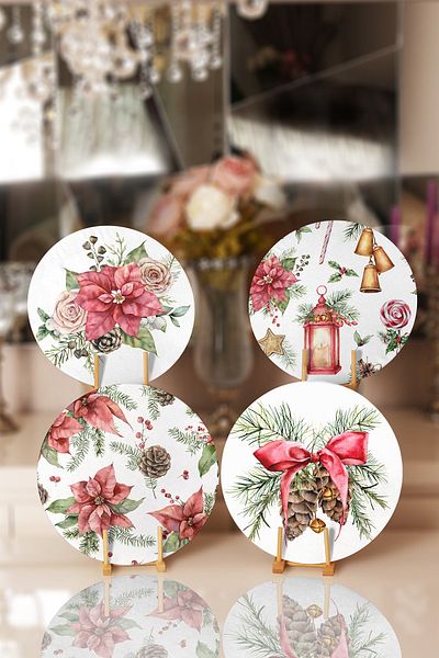 Realhomes 4-Piece Rose & Cone Special Designed Placemat & Supla