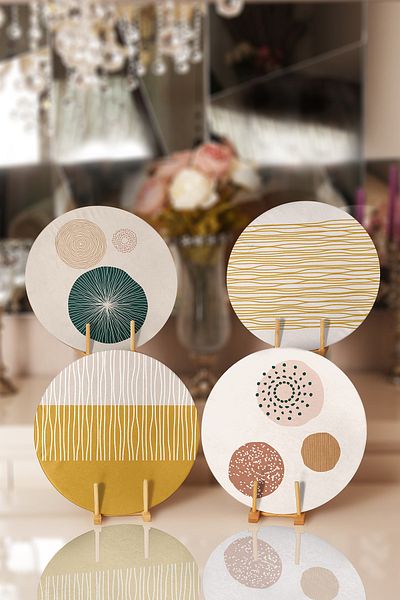 Realhomes 4-Piece Pastel Colored Striped Placemat & Supla