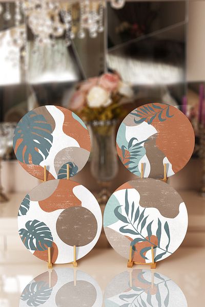 Realhomes 4-Piece Tropical Leaf Special Designed Placemat & Supla