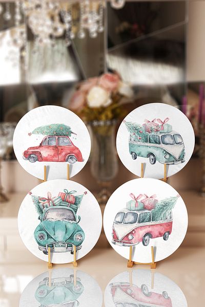 Realhomes 4-Piece Pine Wood Car Patterned Placemat & Supla