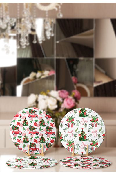 Realhomes 4-Piece Christmas Pine Tree Special Designed Placemat & Supla