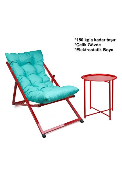 HUNDEMİR Minderli - Tinks Şezlong Seti Bahçe&balkon&teras&plaj Katlanır Set -...