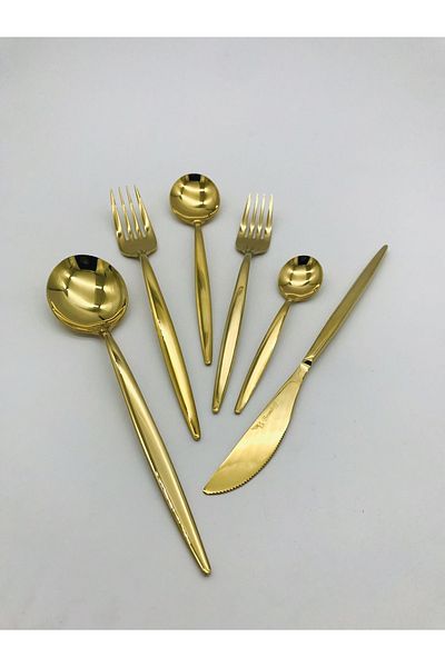 BRONDOFF Lisbon 36 Piece Titanium Gold Fork Spoon Knife Set