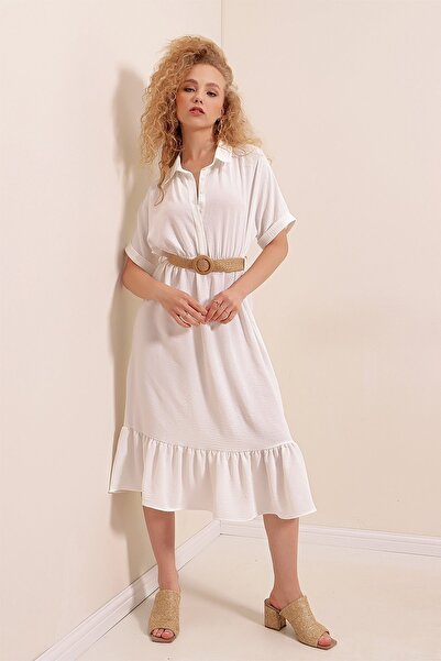 GABRİA Rochie cu centură adunată în talie