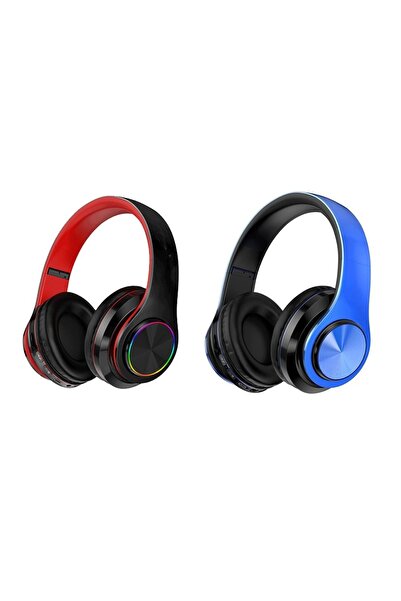 Teknomila B39 Kablosuz Bluetooth Kulaklık Led Işıklı Kulaküstü Kulaklı Tüm Telefonlara Uyumlu