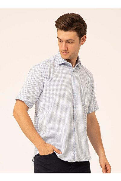 SÜVARİ Kısa Kollu Gömlek, L, Mavi