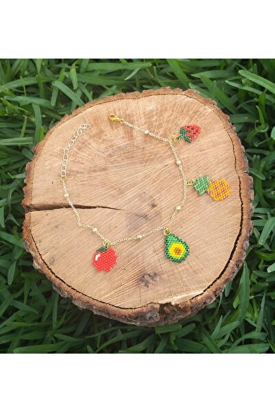 SEARD Miyuki Boncuk El Yapımı Elma Avokado Ananas Çilek Gold Bileklik