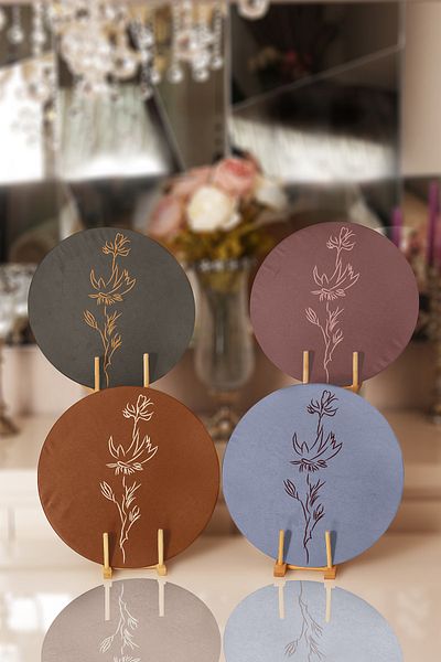 Realhomes 4-Piece Colorful Floor Onedraw Floral Drawing Placemat & Supla